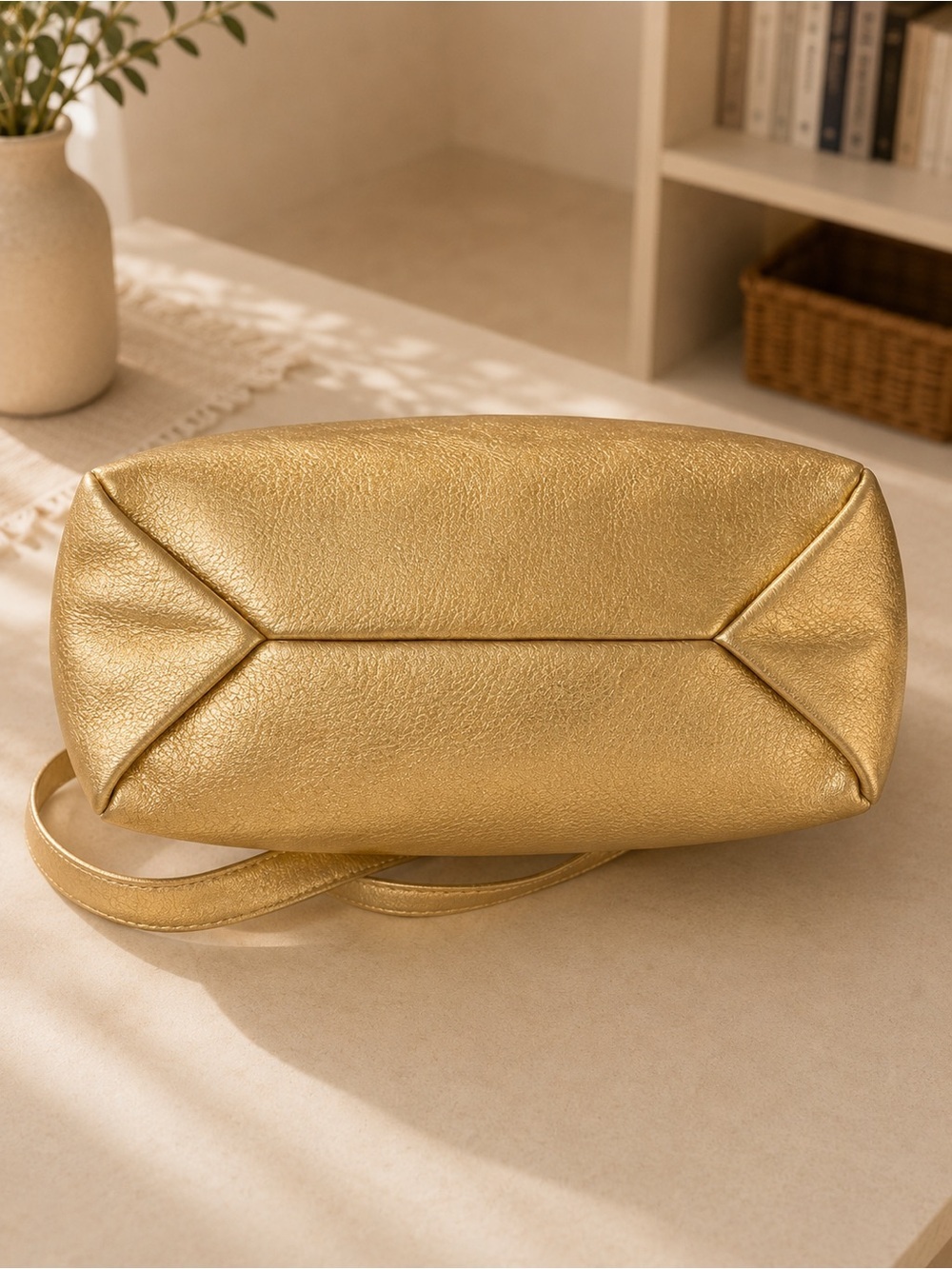Lauren Ralph Lauren Metallic Gold LXVII Crest Tote Bag LG Shopper Shoulder Purse - Picture 10 of 13